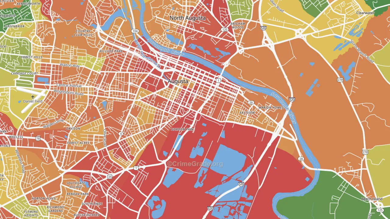 30901, GA Map of Theft Rates