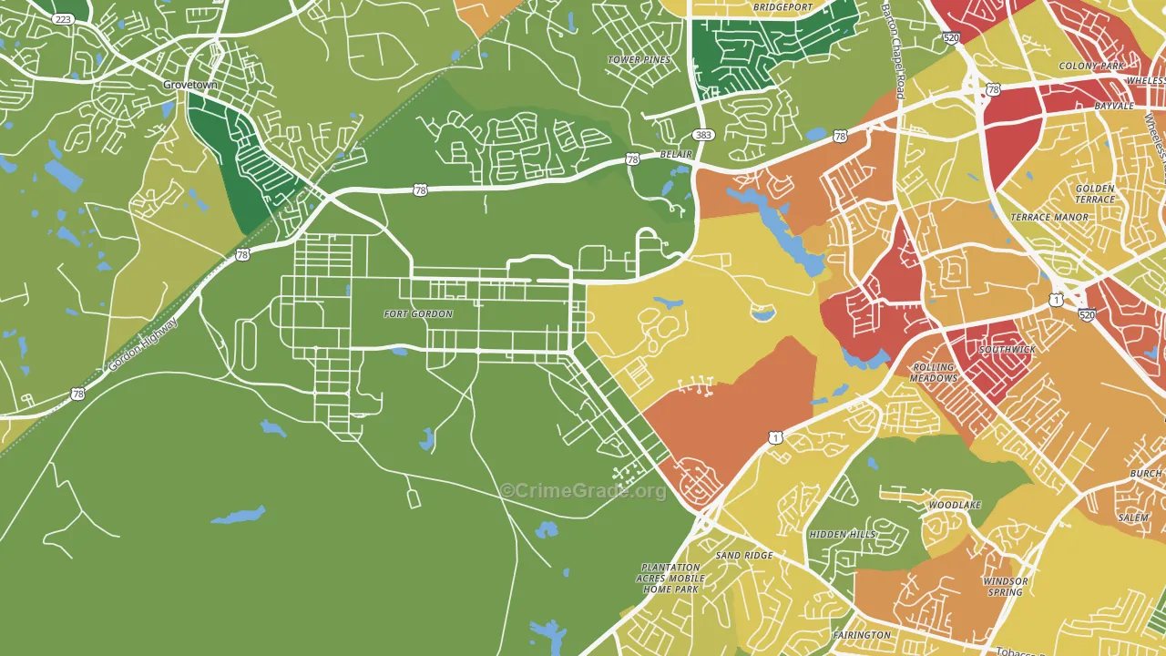 30905, GA Map of Theft Rates