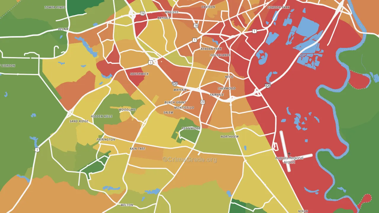 30906, GA Map of Theft Rates