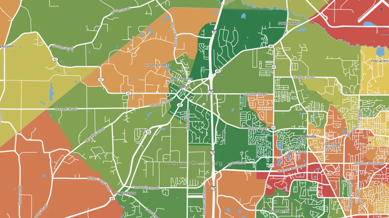 31008, GA Map of Theft Rates