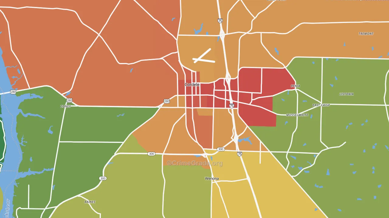 31015, GA Map of Theft Rates