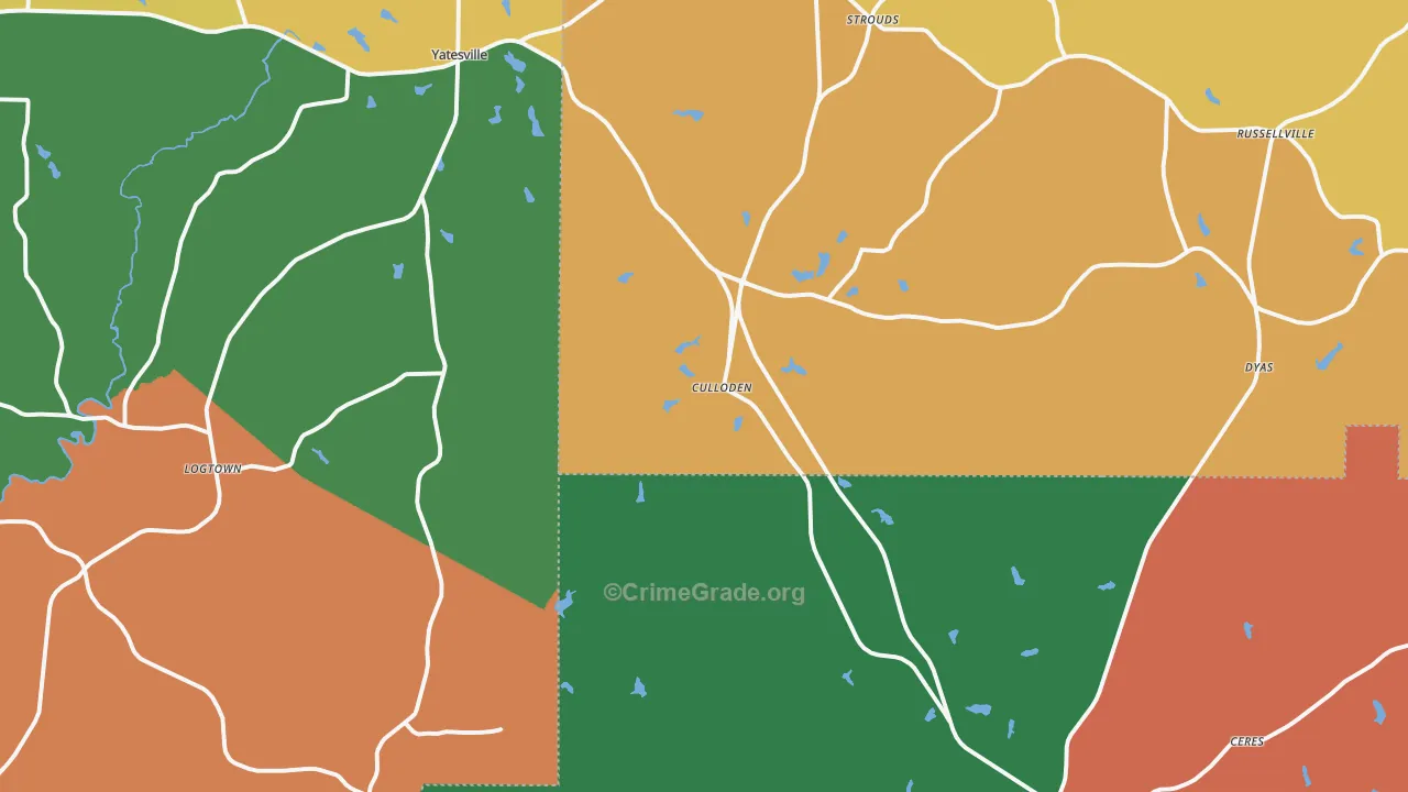 31016, GA Map of Theft Rates