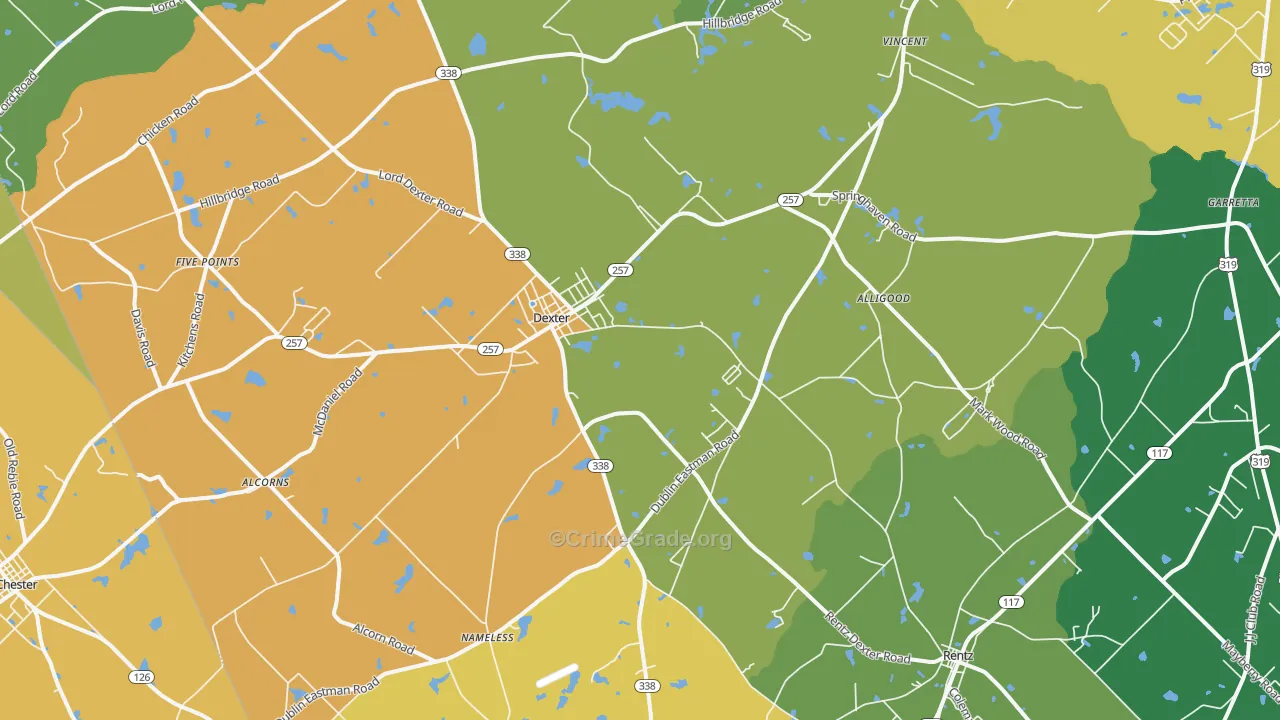 31019, GA Map of Theft Rates