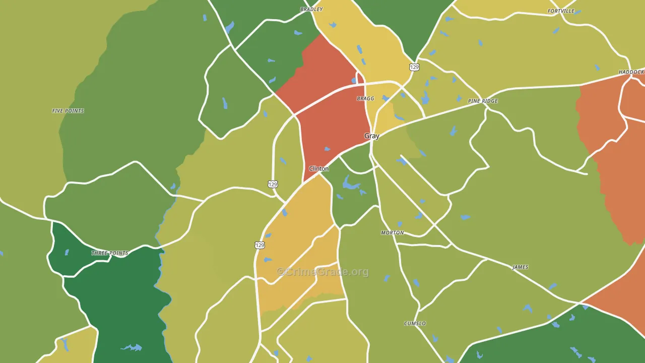 31032, GA Map of Theft Rates