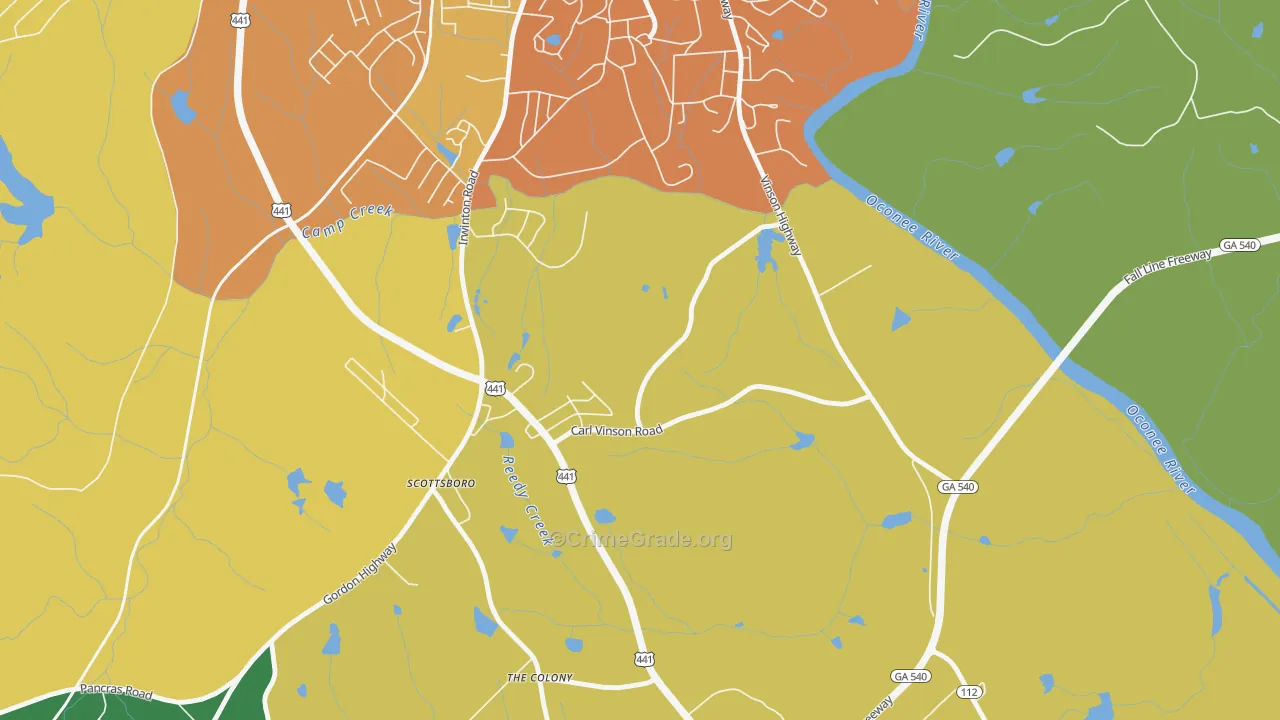 31034, GA Map of Theft Rates