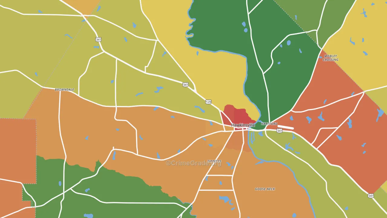 31036, GA Map of Theft Rates