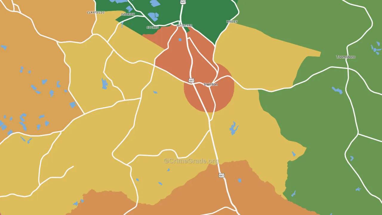 31042, GA Map of Theft Rates