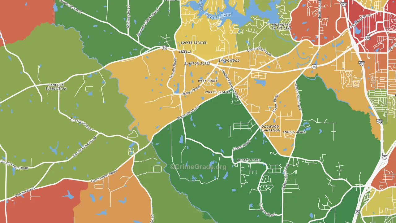 31052, GA Map of Theft Rates