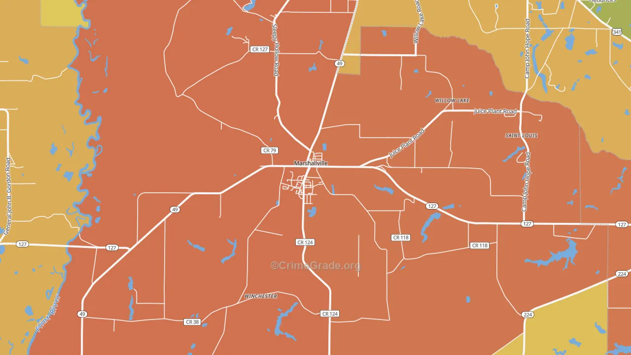 31057, GA Map of Theft Rates