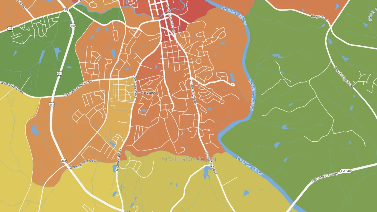31062, GA Map of Theft Rates