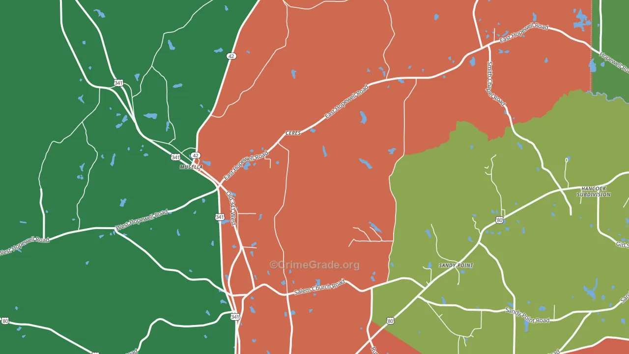 31066, GA Map of Theft Rates