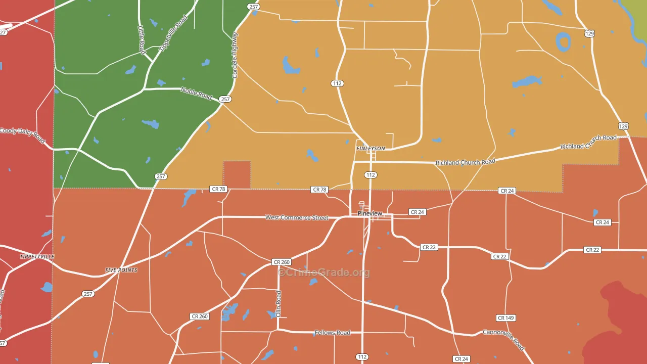 31071, GA Map of Theft Rates