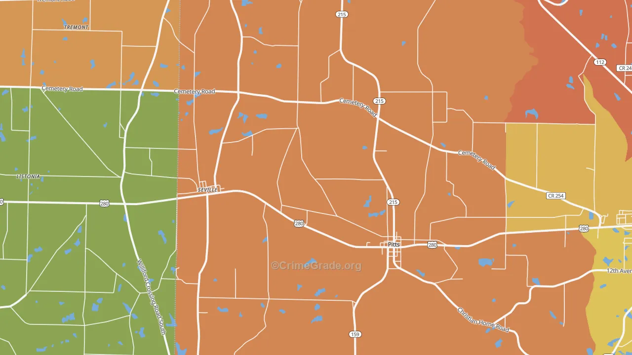 31072, GA Map of Theft Rates