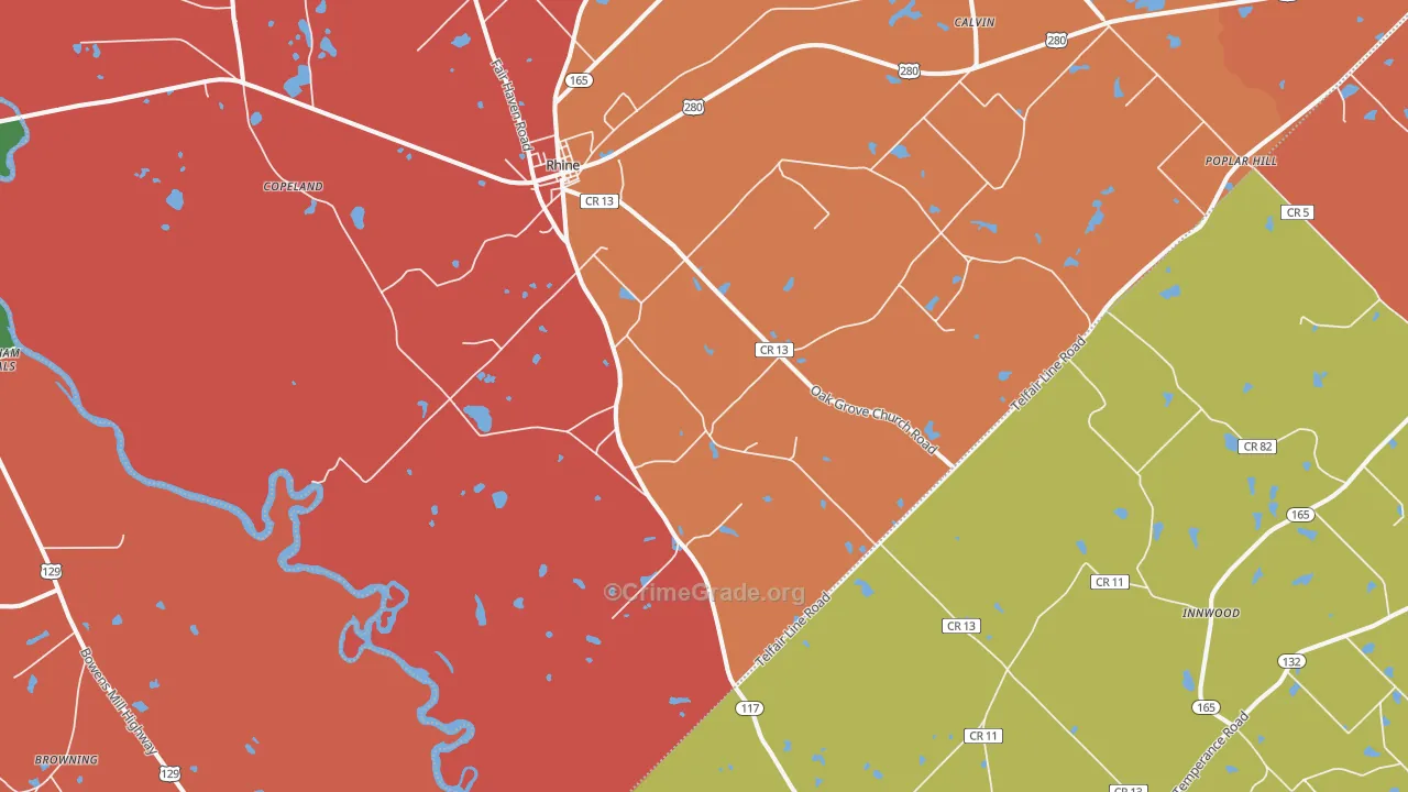 31077, GA Map of Theft Rates