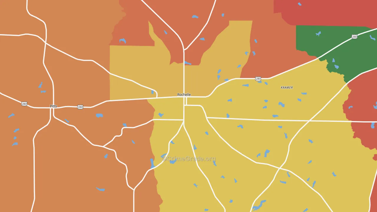 31079, GA Map of Theft Rates