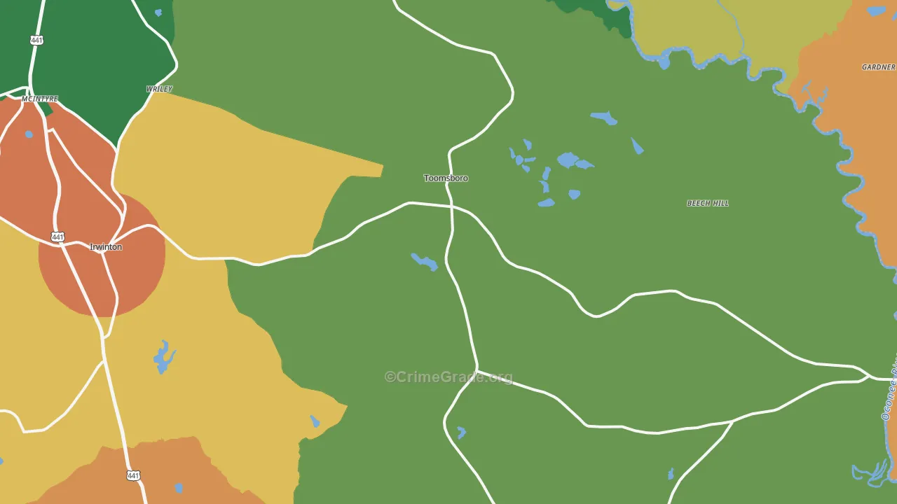 31090, GA Map of Theft Rates