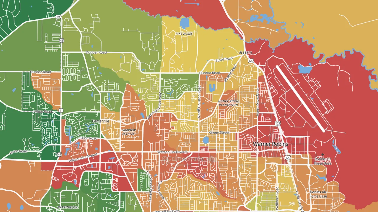 31093, GA Map of Theft Rates