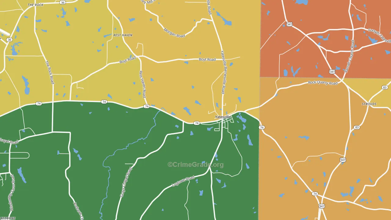 31097, GA Map of Theft Rates