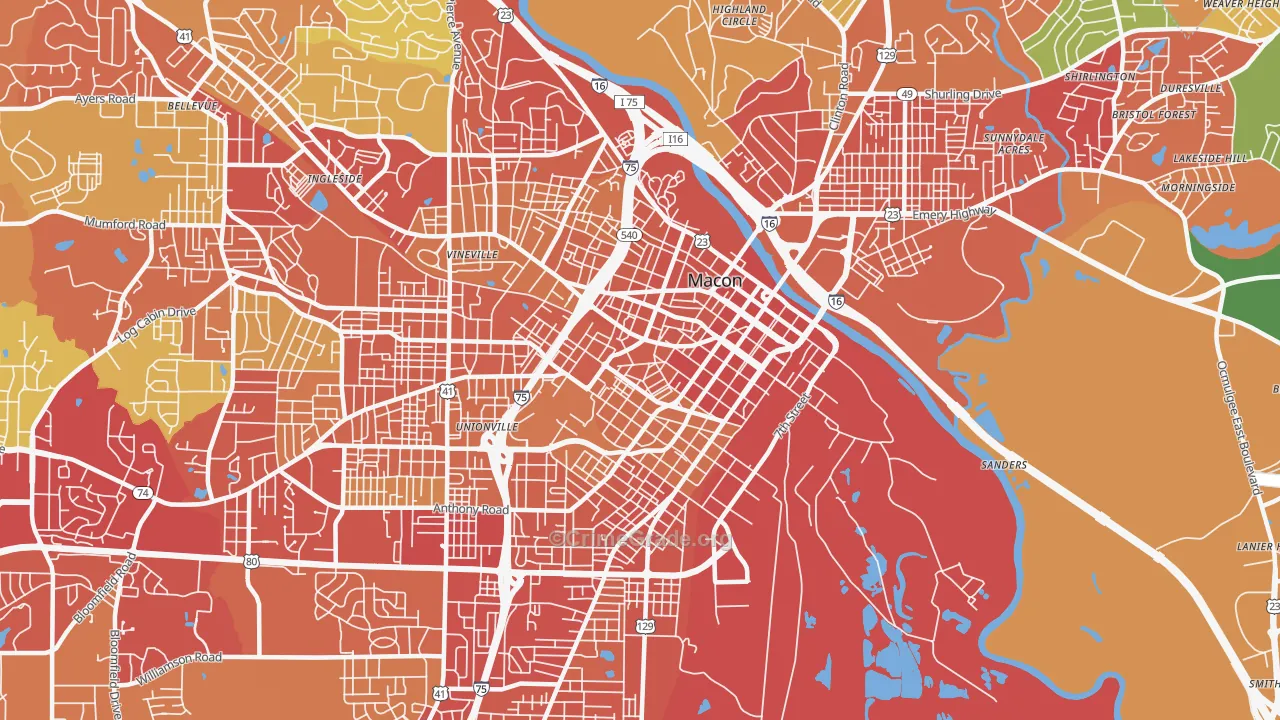 31201, GA Map of Theft Rates