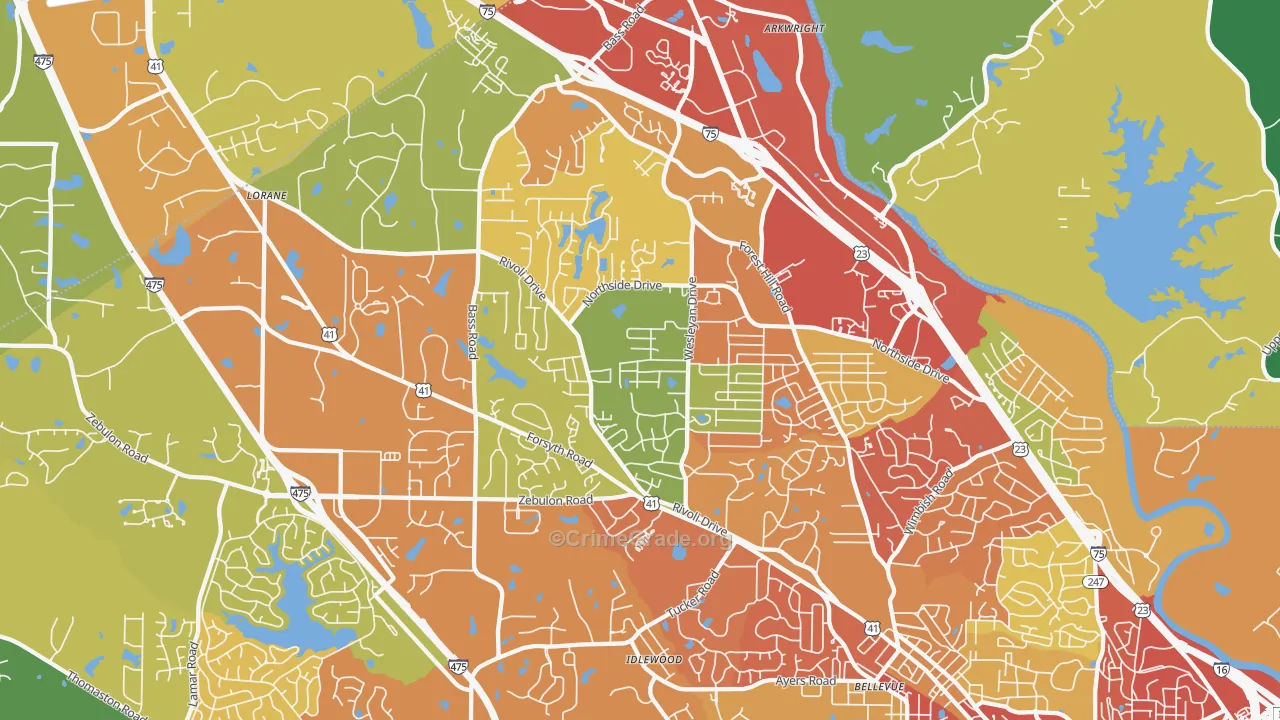 31210, GA Map of Theft Rates