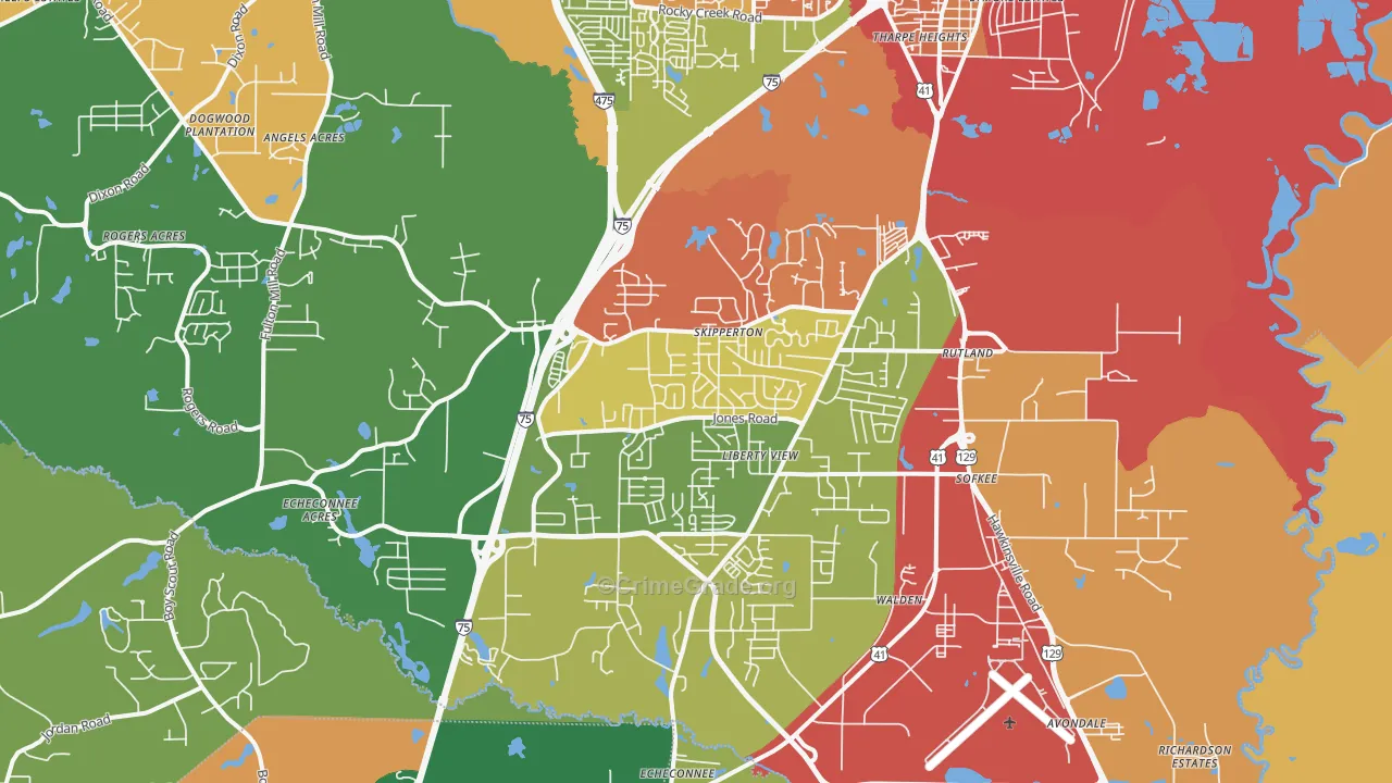 31216, GA Map of Theft Rates