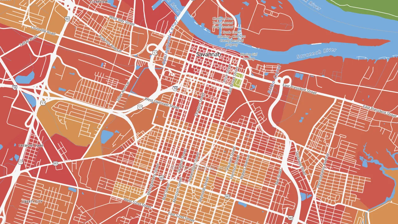31401, GA Map of Theft Rates