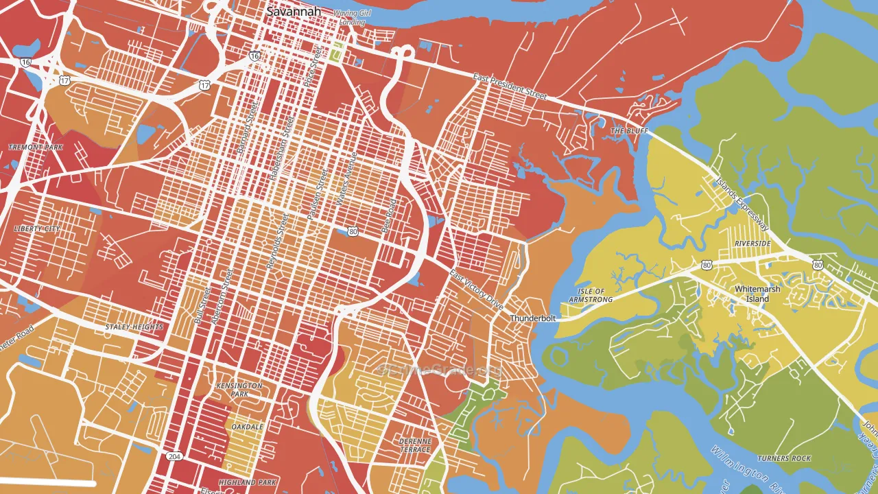 31404, GA Map of Theft Rates