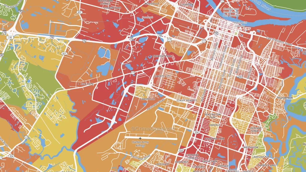 31405, GA Map of Theft Rates