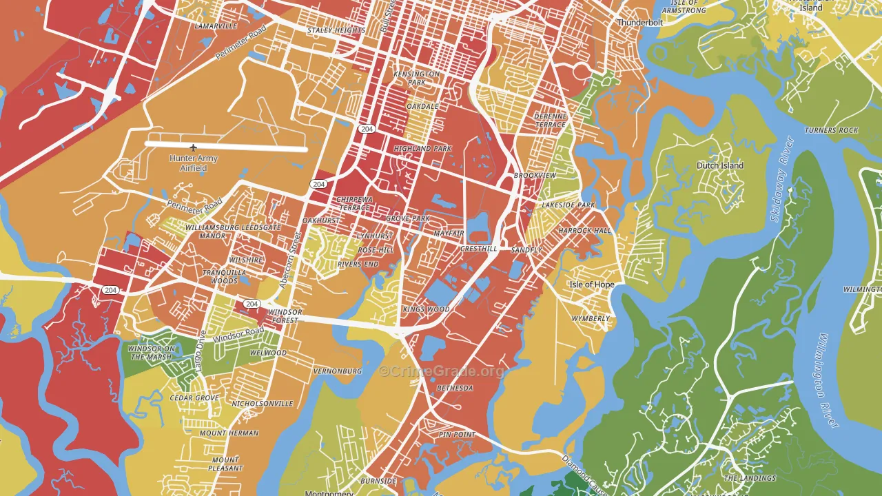 31406, GA Map of Theft Rates