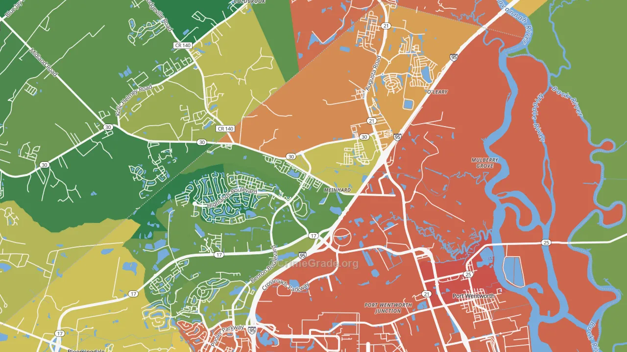 31407, GA Map of Theft Rates