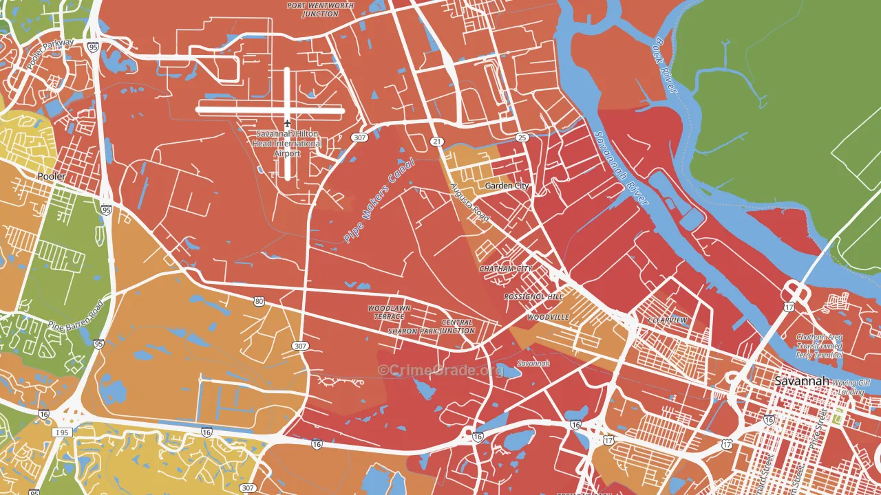 31408, GA Map of Theft Rates