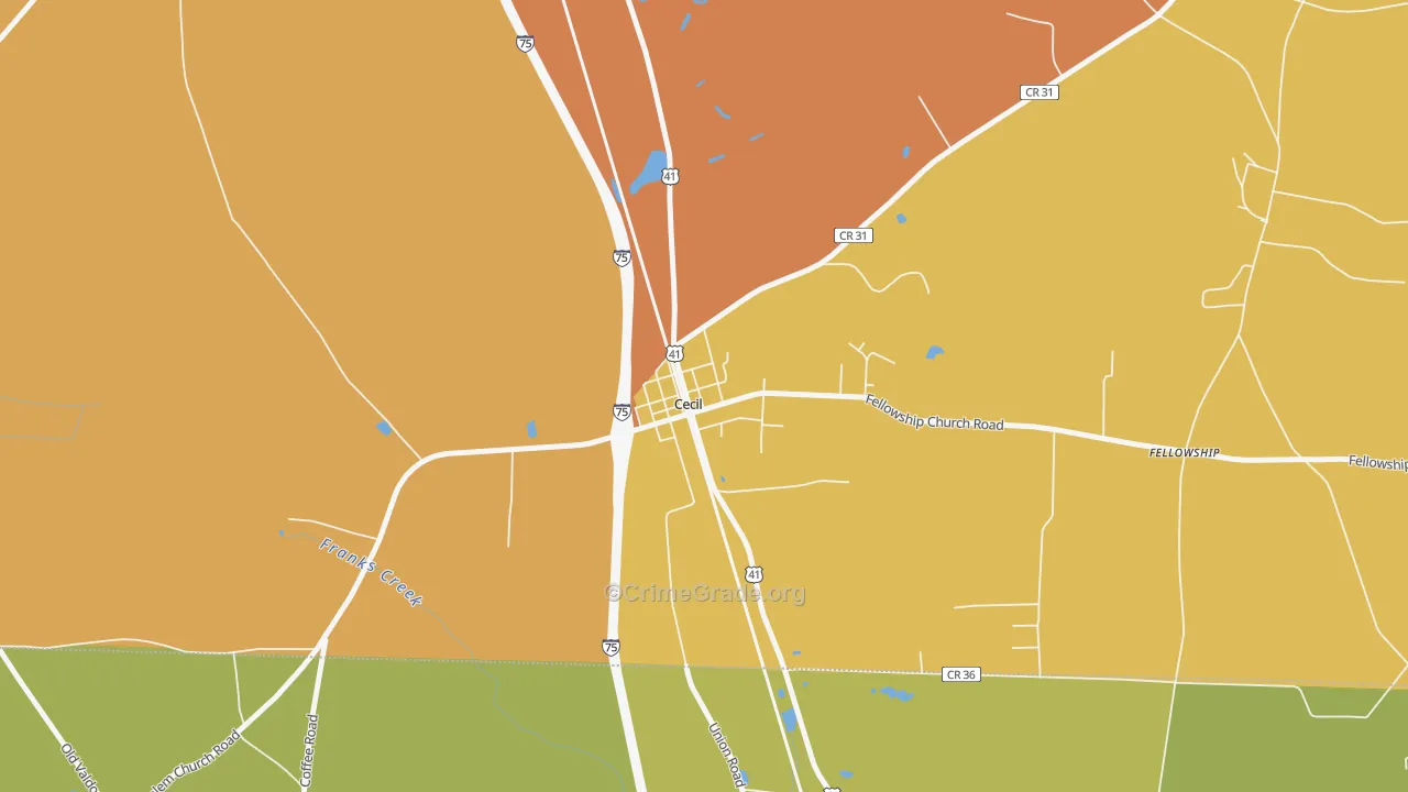 31627, GA Map of Theft Rates