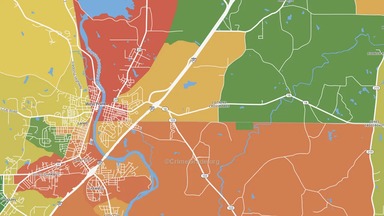 31833, GA Map of Theft Rates