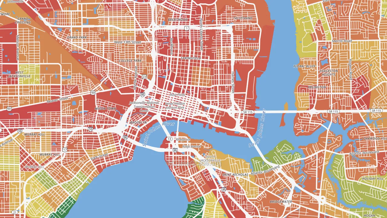 32202, FL Map of Theft Rates