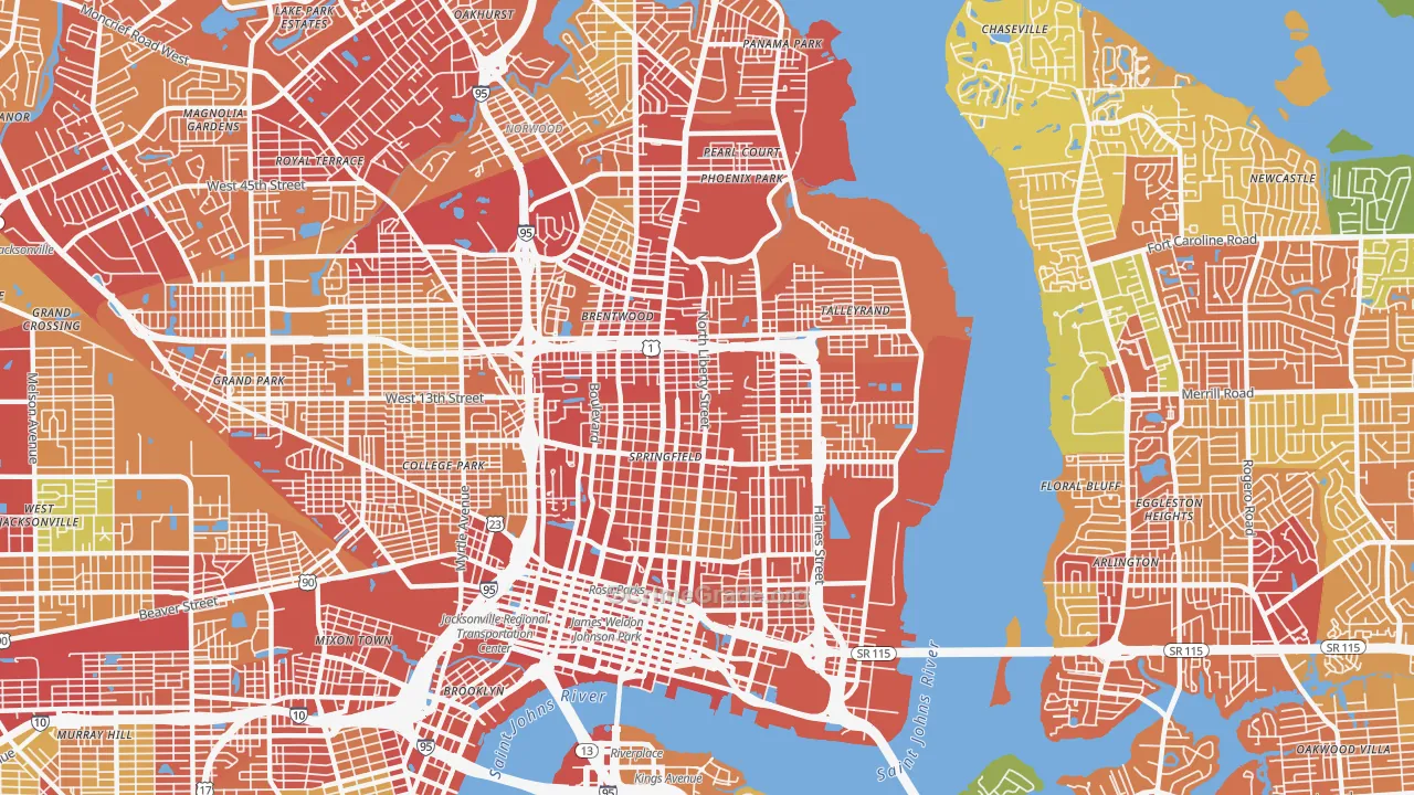 32206, FL Map of Theft Rates