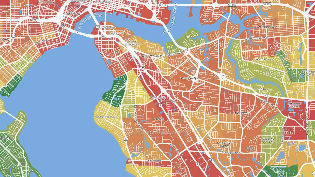 32207, FL Map of Theft Rates