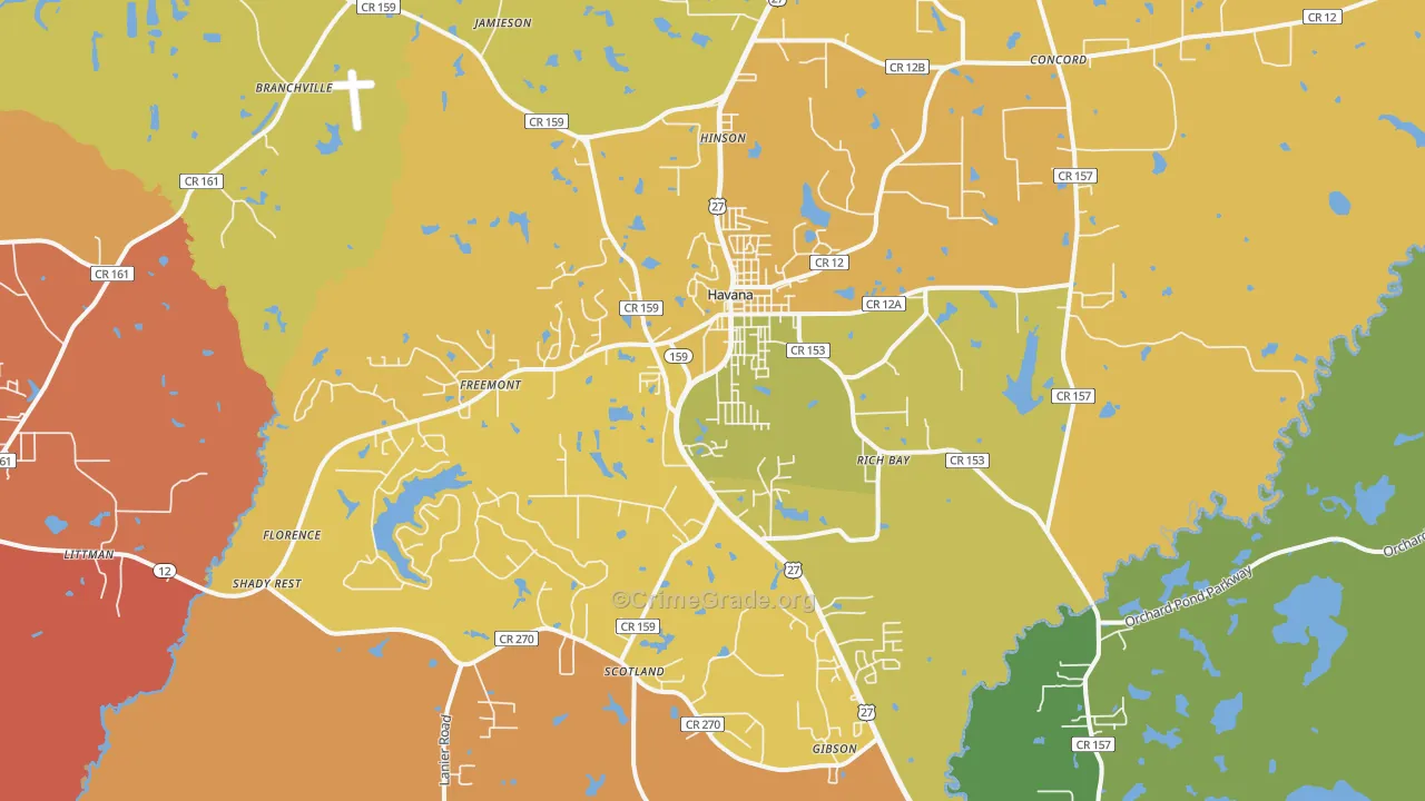 32333, FL Map of Theft Rates