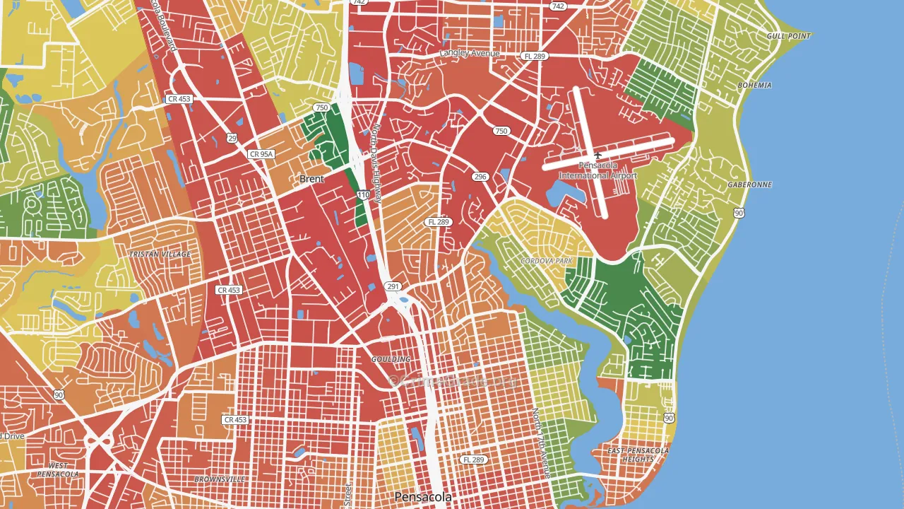 32503, FL Map of Theft Rates