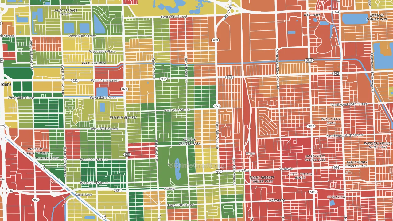 33013, FL Map of Theft Rates
