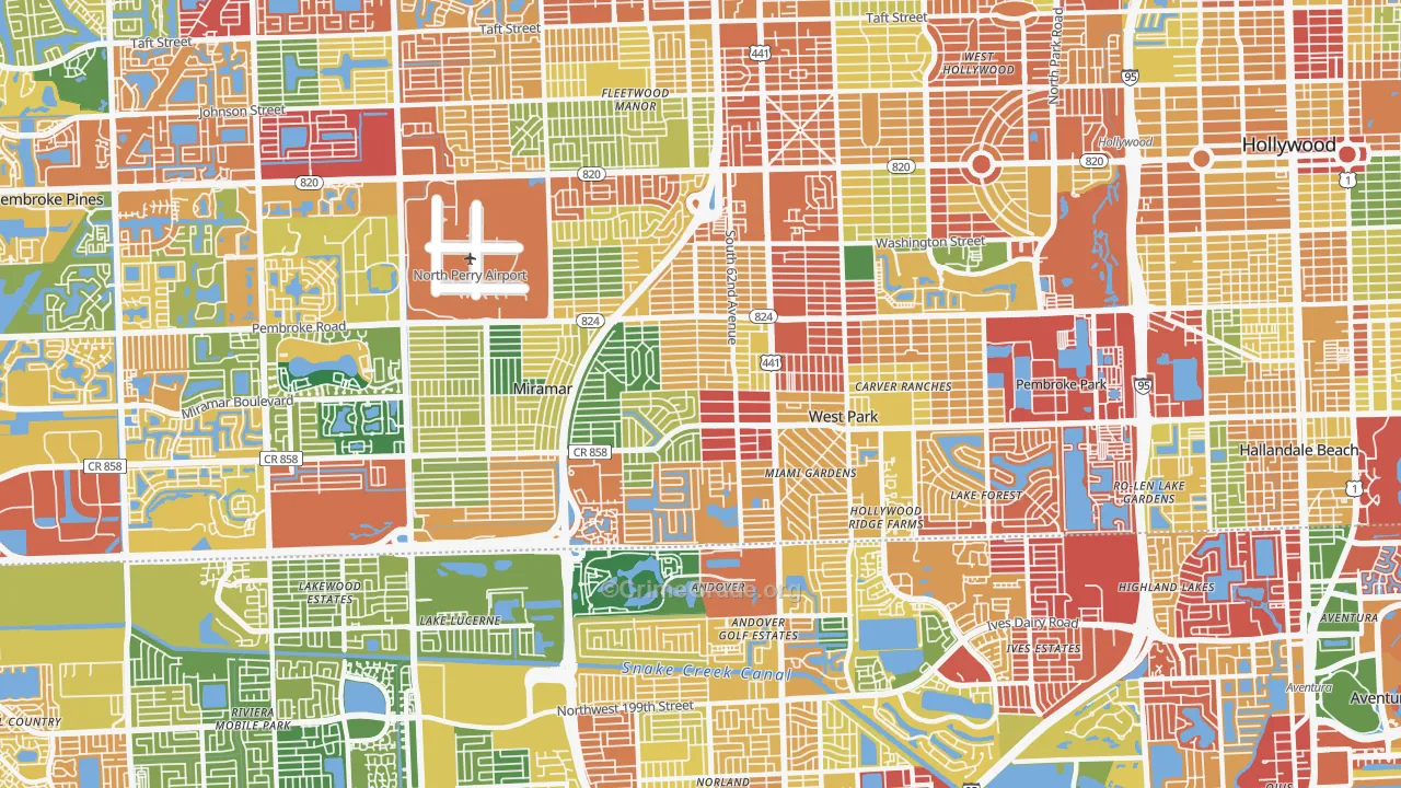 33023, FL Map of Theft Rates