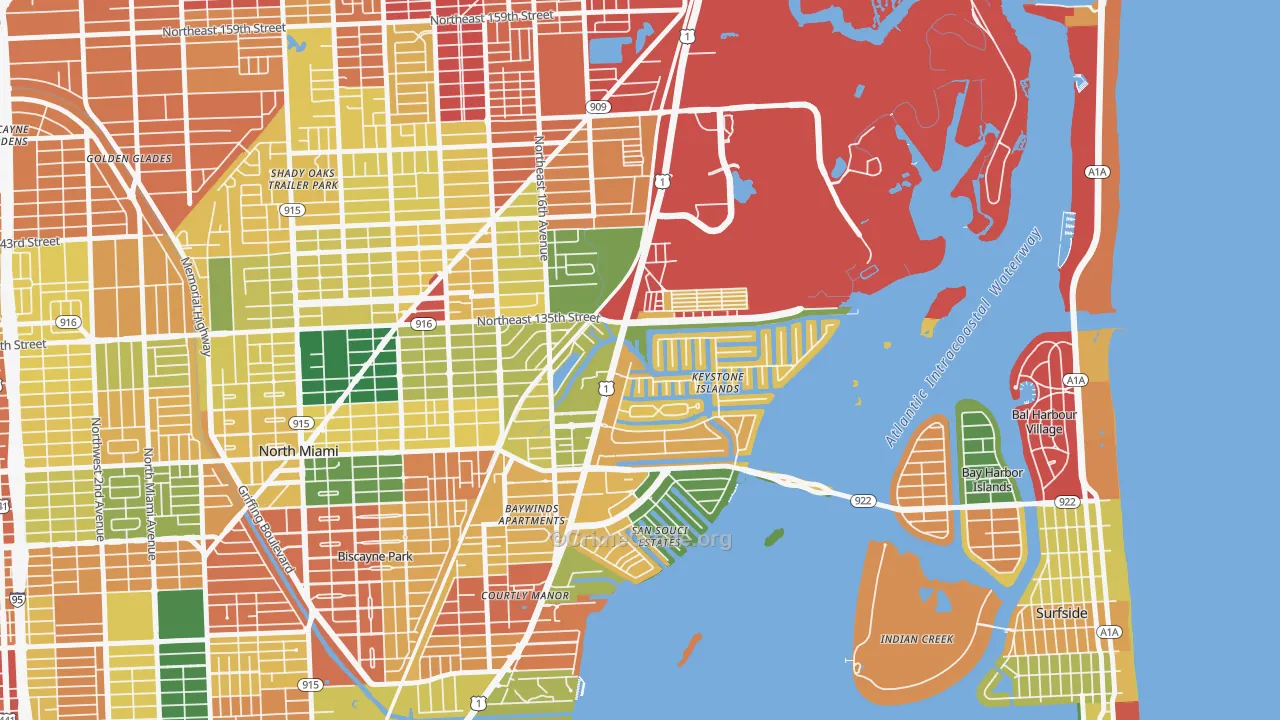 33181, FL Map of Theft Rates
