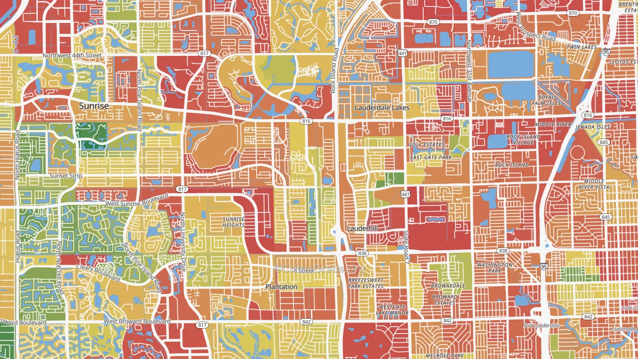 33313, FL Map of Theft Rates