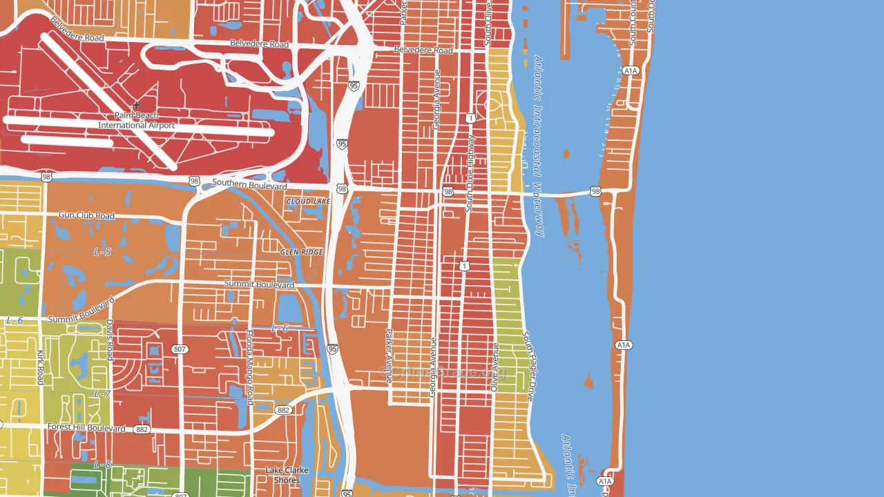 33405, FL Map of Theft Rates
