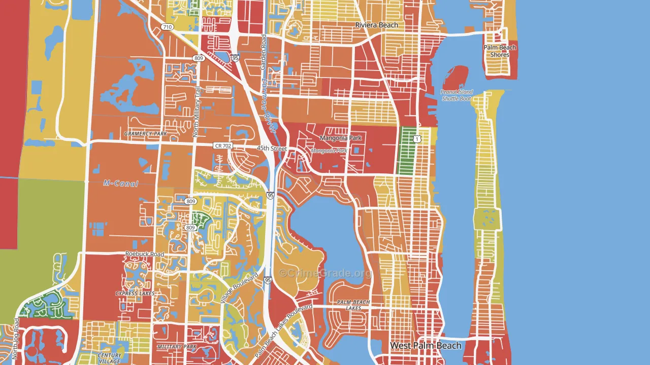 33407, FL Map of Theft Rates
