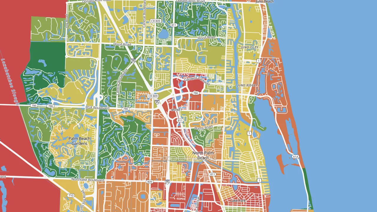 33410, FL Map of Theft Rates