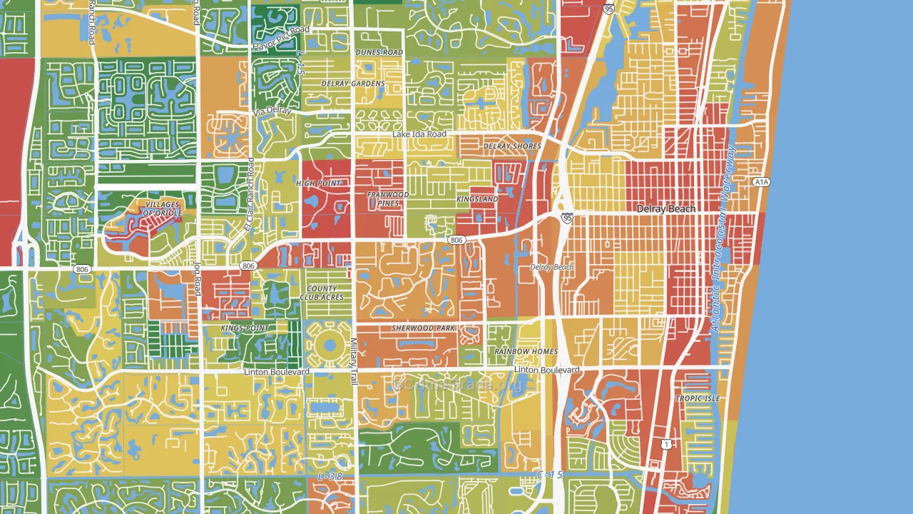33445, FL Map of Theft Rates