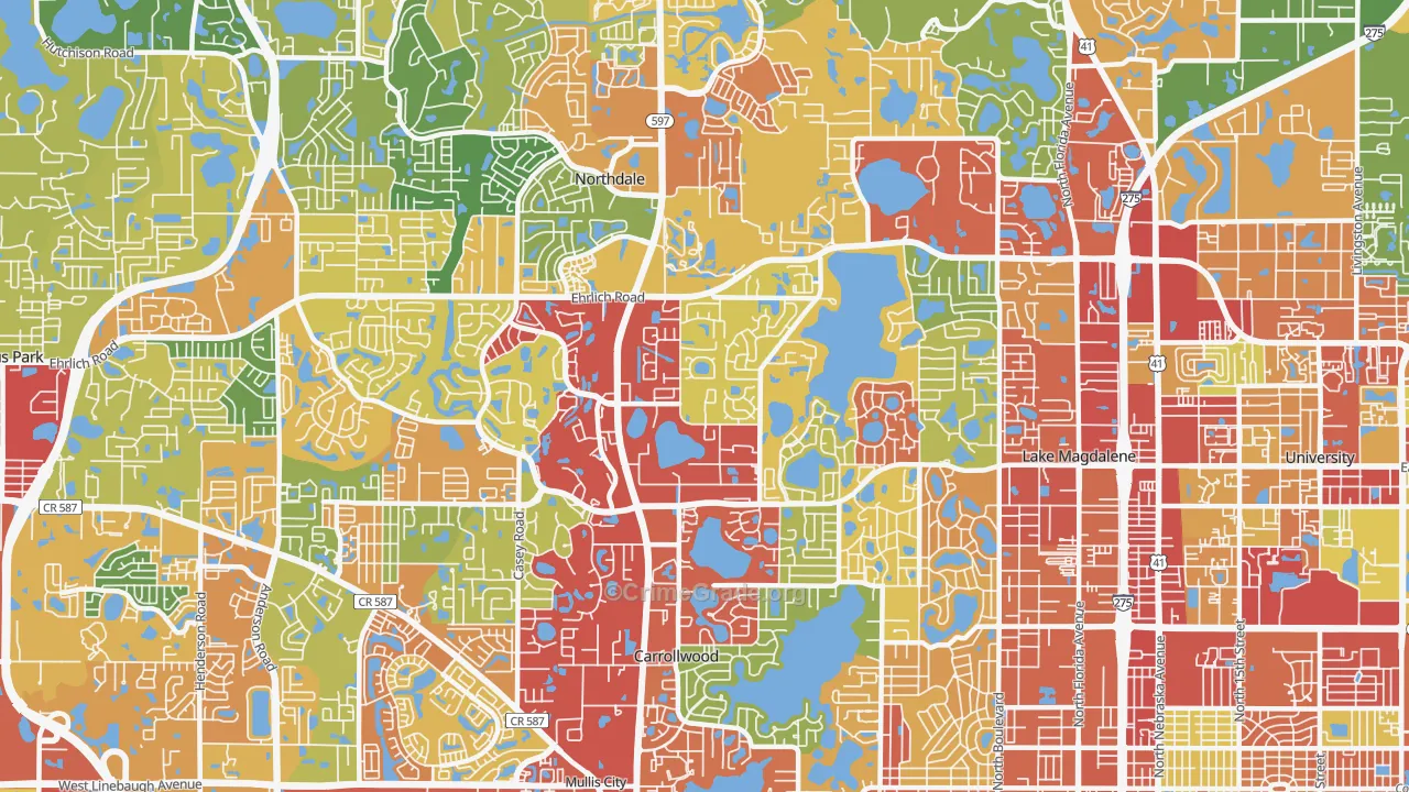 33618, FL Map of Theft Rates