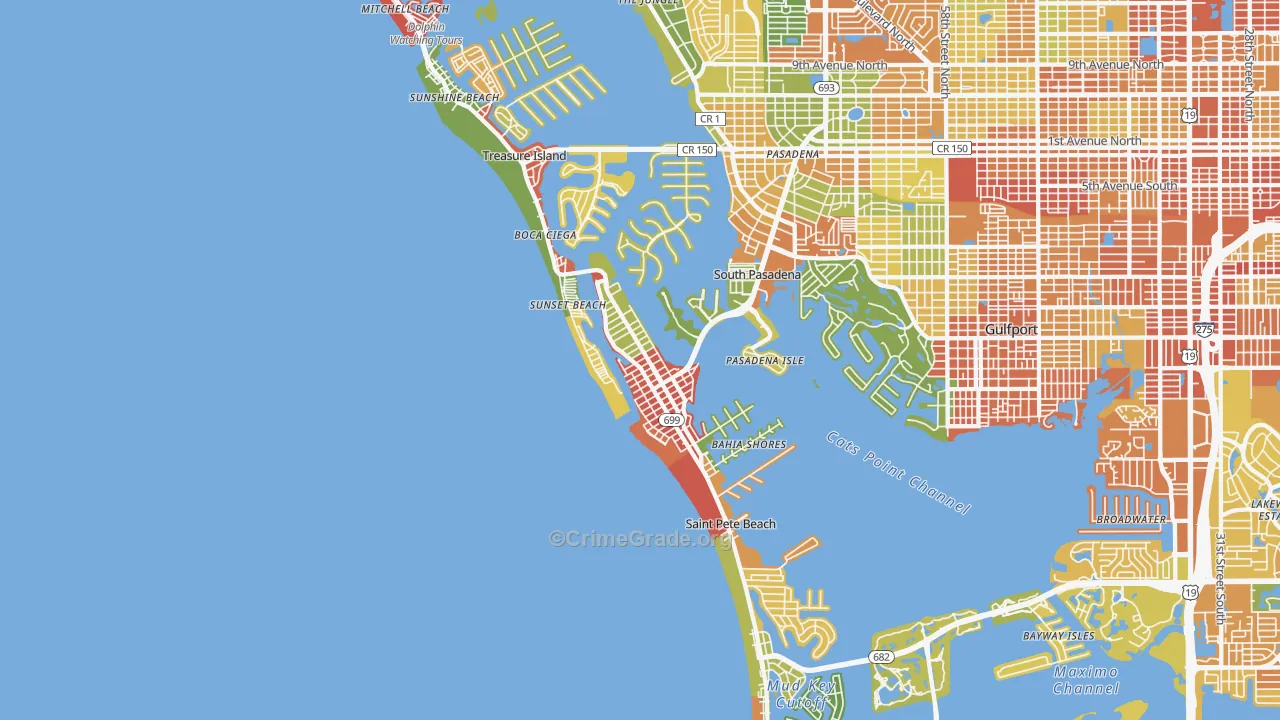 33706, FL Map of Theft Rates