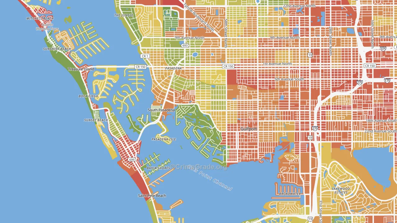 33707, FL Map of Theft Rates