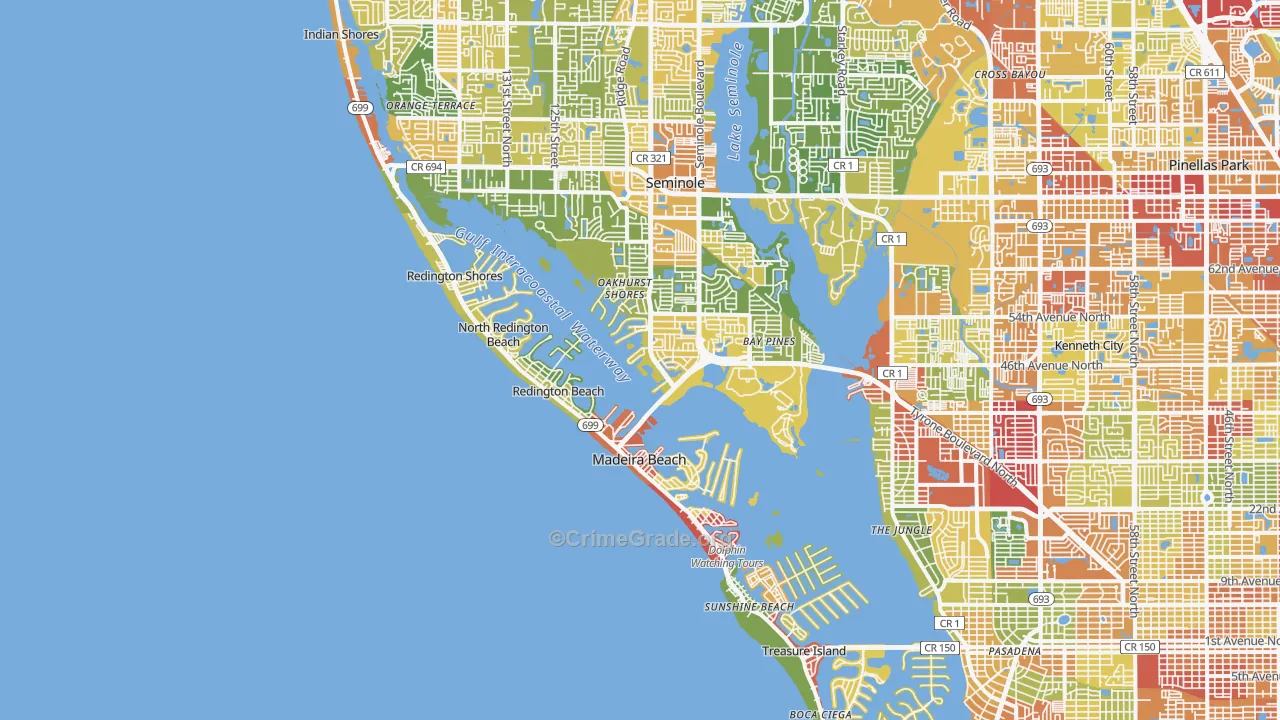 33708, FL Map of Theft Rates